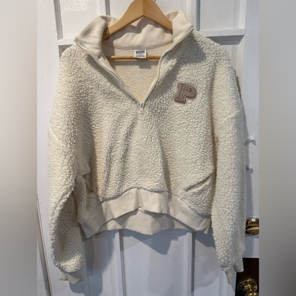 PINK Victoria's Secret Jackets & Blazers - PINK Victoria's Secret Cream Sherpa Pullover